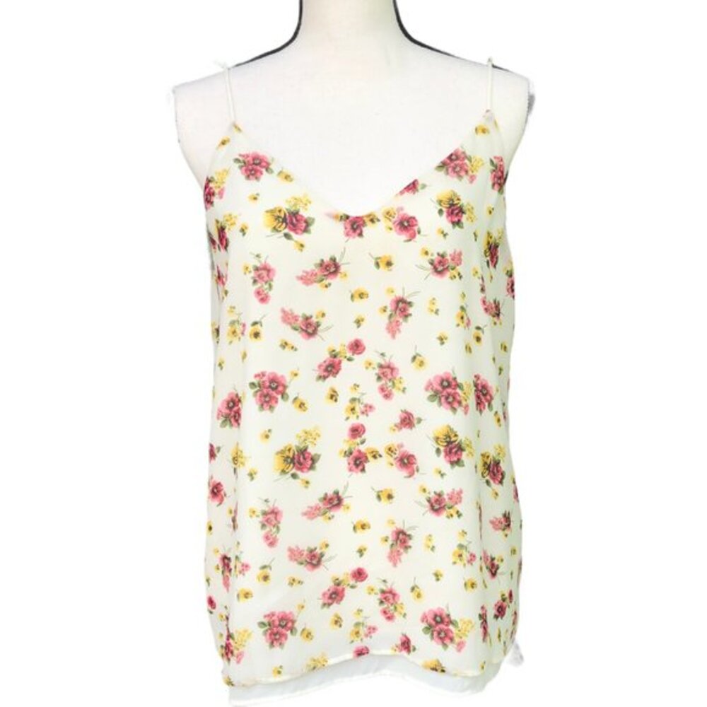 Forever 21‎ Halter Crop Top pink   Floral Blouse L